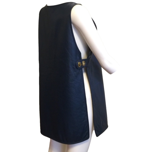 Vintage Bonnie Cashin (Coach) for Sills Blue Leather Tunic Dress - Picture 2 of 7